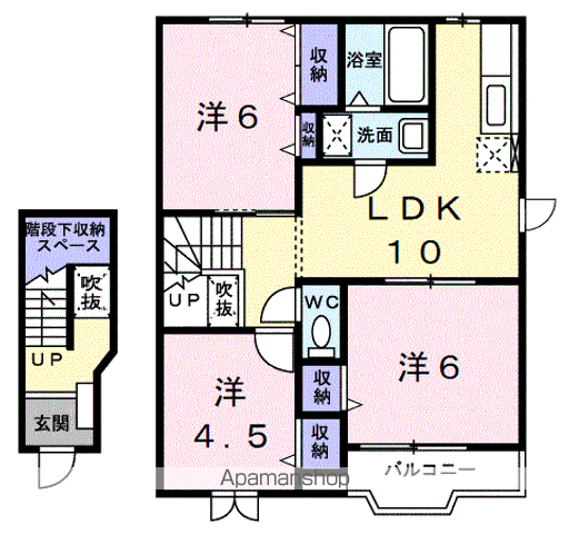 ブリッサ日高Ⅰ(3LDK/2階)の間取り写真