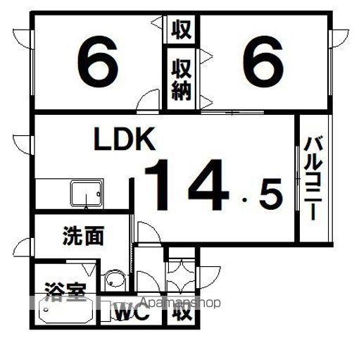 ドルチェカルデア(2LDK/2階)の間取り写真