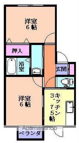 サニープレイスD(2K/2階)の間取り写真
