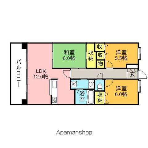 リファレンス寺塚(3LDK/6階)の間取り写真