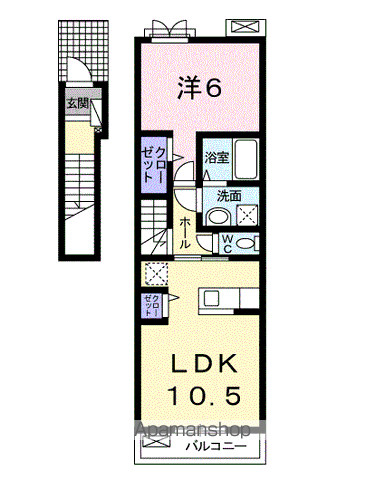 カーサ・フェリーチェTK2(1LDK/2階)の間取り写真