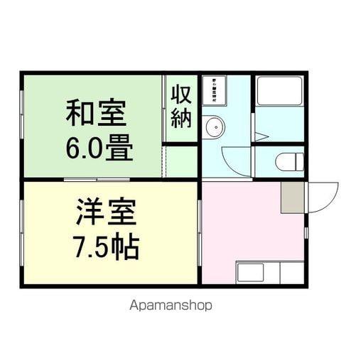 ポワール鶴ヶ谷(2DK/2階)の間取り写真