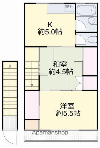 難波ビルA(2K/2階)の間取り写真