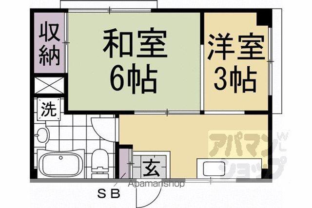 櫛笥マンション(2K/1階)の間取り写真