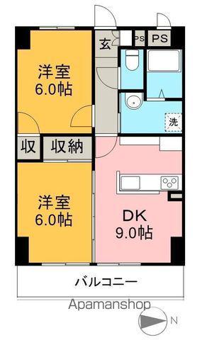 高知インターマンション(2DK/4階)の間取り写真