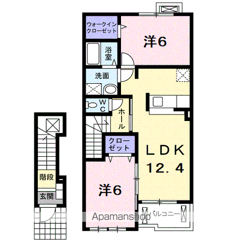 ラフレシール メゾン B(2LDK/2階)の間取り写真