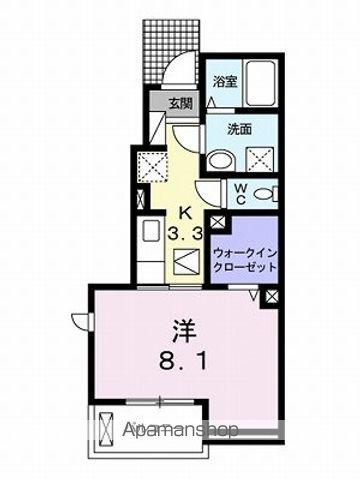 ベネディーレ Ⅴ(1K/1階)の間取り写真