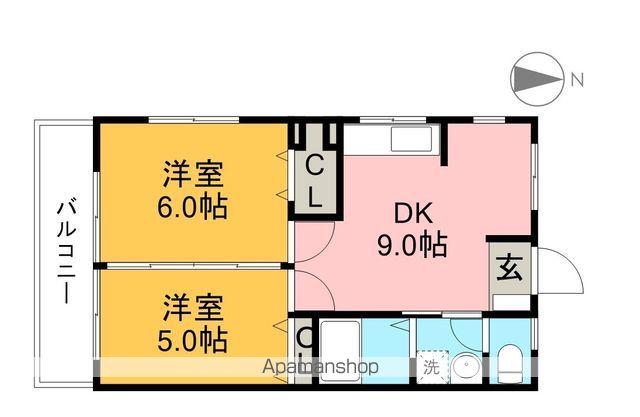 フラット愛宕(2DK/3階)の間取り写真