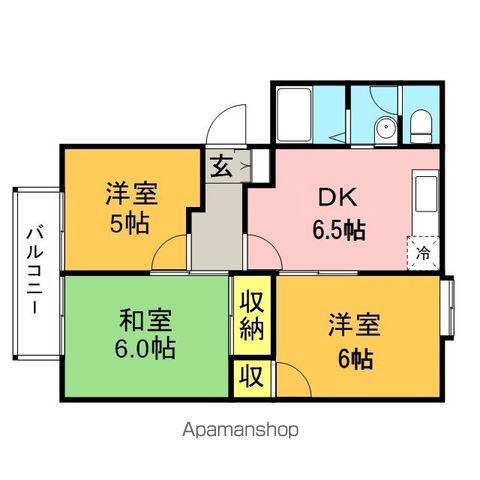 グリーンハウスⅠ(3DK/1階)の間取り写真
