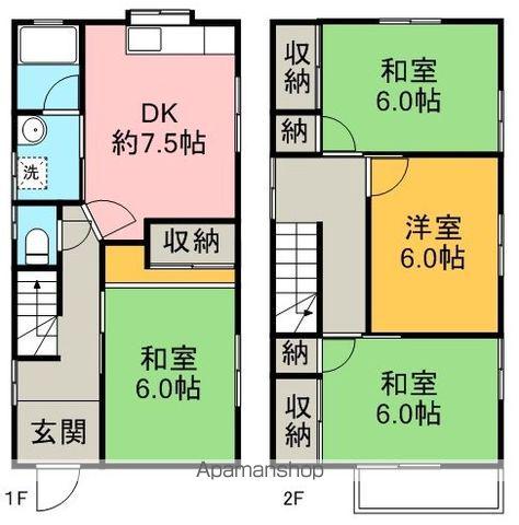 西武鉄道新宿線 南大塚駅 徒歩18分 2階建 築38年(4DK)の間取り写真