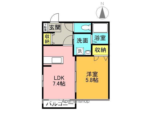 CUOREⅡ(1LDK/2階)の間取り写真