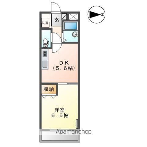 ハピネスK2番館(1DK/2階)の間取り写真