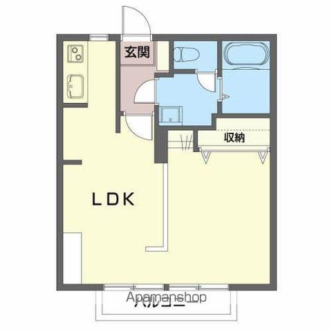 ディアスT&H B(ワンルーム/2階)の間取り写真