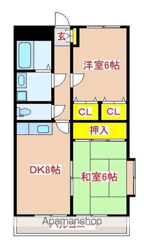 スカイコート(2DK/3階)の間取り写真