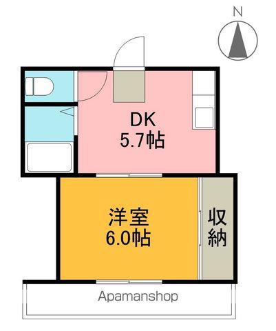 ハイツMⅡ(1DK/4階)の間取り写真