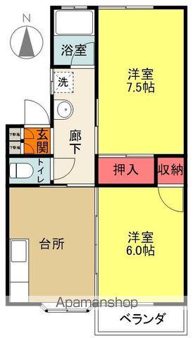コーポ桜ケ丘(2DK/2階)の間取り写真