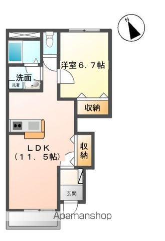 メルヴェール守山(1LDK/1階)の間取り写真