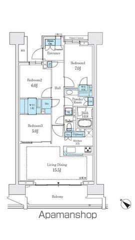HARUMI FLAG PARKVILLAGE F棟(3LDK/8階)の間取り写真
