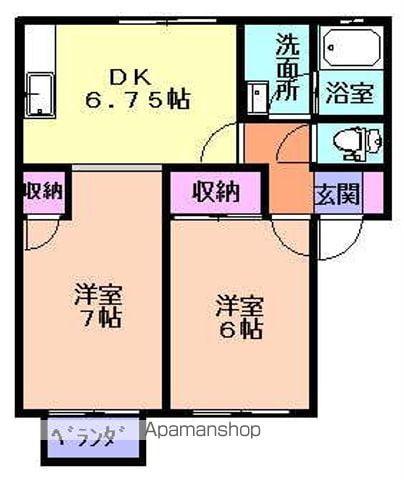 パルティールA棟(2DK/1階)の間取り写真