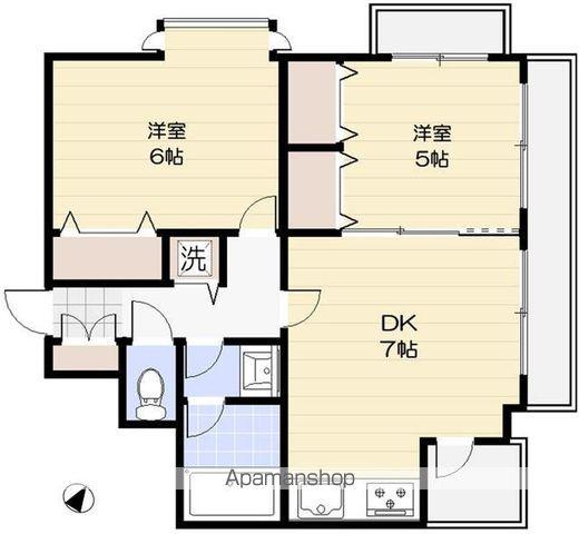 ラ・ルース国立(2DK/5階)の間取り写真