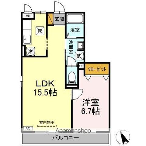 パークサイド西船A・B(1LDK/1階)の間取り写真