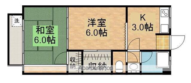 伊地知ハイツ(2K/2階)の間取り写真