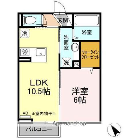 DーROOMみたけⅠ(1LDK/2階)の間取り写真