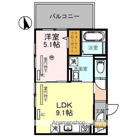 DーROOMN・KⅡ(1LDK/2階)の間取り写真