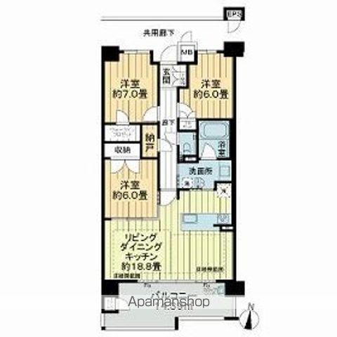 バンベール東山(3LDK/4階)の間取り写真
