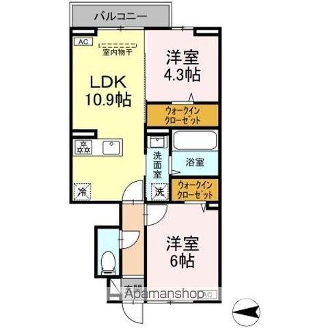 DーRESIDENCE・M川北(2LDK/1階)の間取り写真