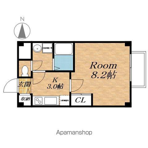近江鉄道八日市線 八日市駅 徒歩9分 3階建 築19年(1K/2階)の間取り写真