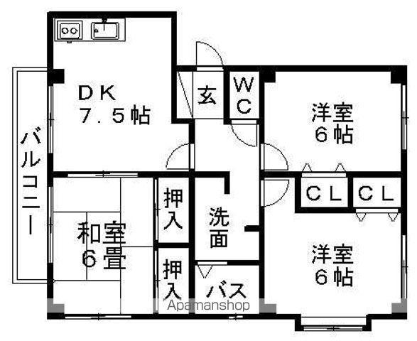 プレジデント篭屋(3DK/3階)の間取り写真