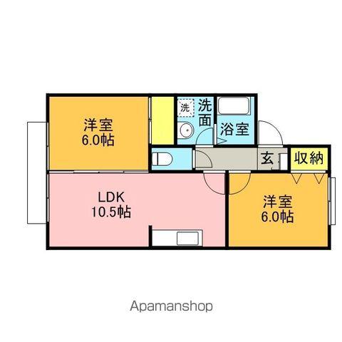 セジュール柏原A棟(2LDK/1階)の間取り写真