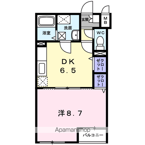 アルメリア(1DK/2階)の間取り写真