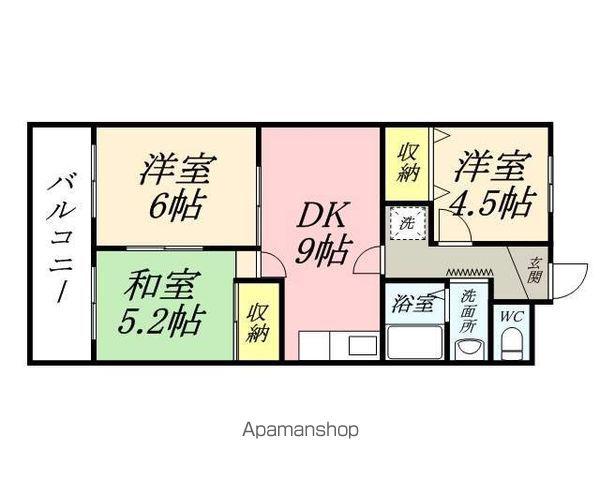 アクセスワケ(3DK/1階)の間取り写真