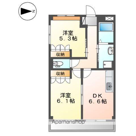 パインハート(2DK/2階)の間取り写真