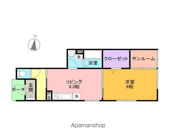 志比口フラッツ(1DK/1階)の間取り写真