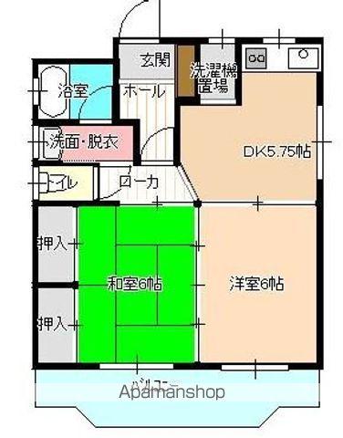 櫛原ハイツ(2DK/1階)の間取り写真