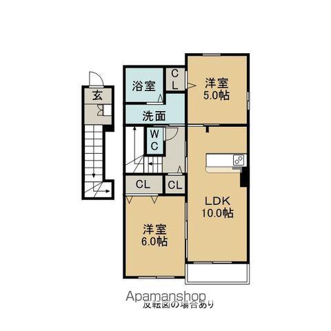 リベルタ Ⅱ(2LDK/2階)の間取り写真
