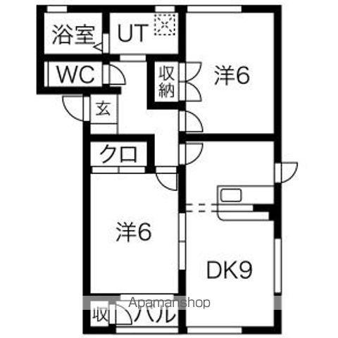 ウィンディア(2LDK/1階)の間取り写真