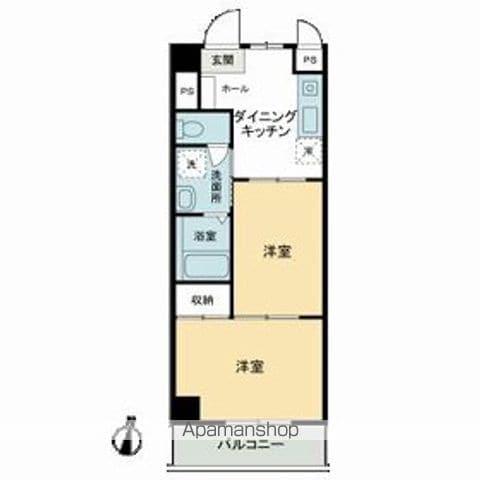 総武・中央緩行線より徒歩5分(2DK/4階)の間取り写真