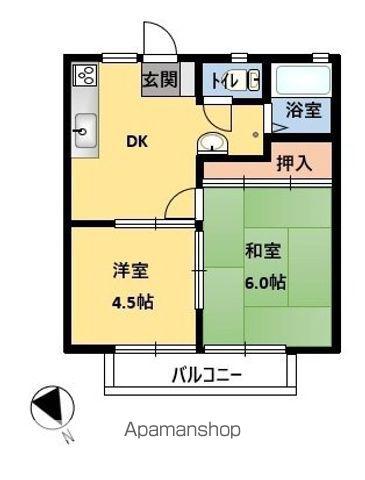 平木ハイツ(2DK/1階)の間取り写真
