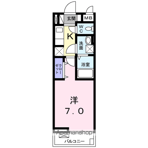 クラッテーロ 八王子(1K/2階)の間取り写真