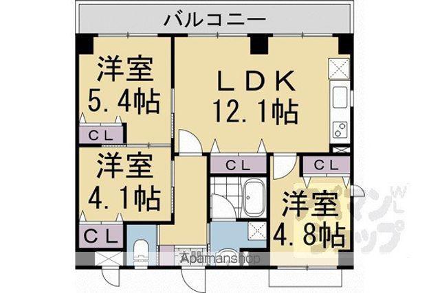 グランドラティス河原町七条(3LDK/5階)の間取り写真