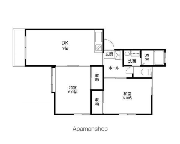 ホワイティー沙羅B棟(2DK/1階)の間取り写真