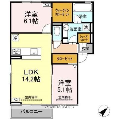D-ROOM長沼1丁目(2LDK/2階)の間取り写真