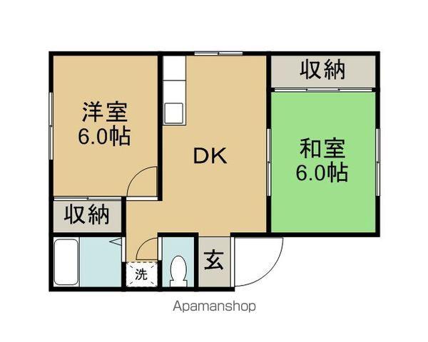 カーサ・ココ(2DK/1階)の間取り写真