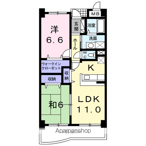 城南マンション(2LDK/2階)の間取り写真