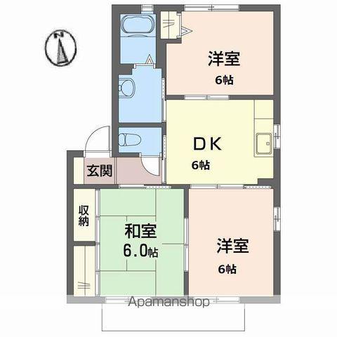 グランシードK Ⅱ棟(3DK/2階)の間取り写真