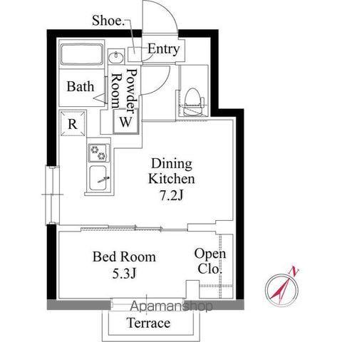 アバンティア初台(1DK/1階)の間取り写真